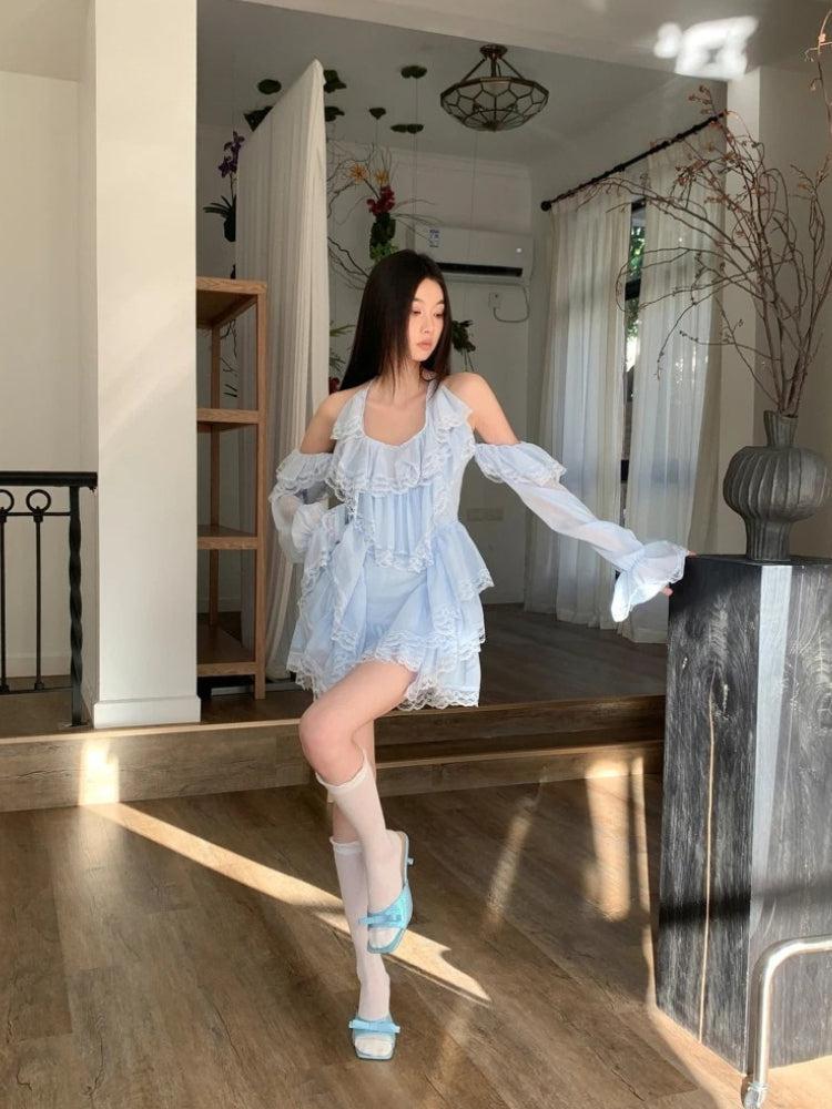 Clistos Ruffled Tiered Mini Dress - View 6 | Clistos