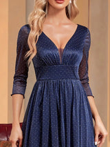 Sparkly V-Neck Empire Waist Evening Gown - View 6 | Clistos