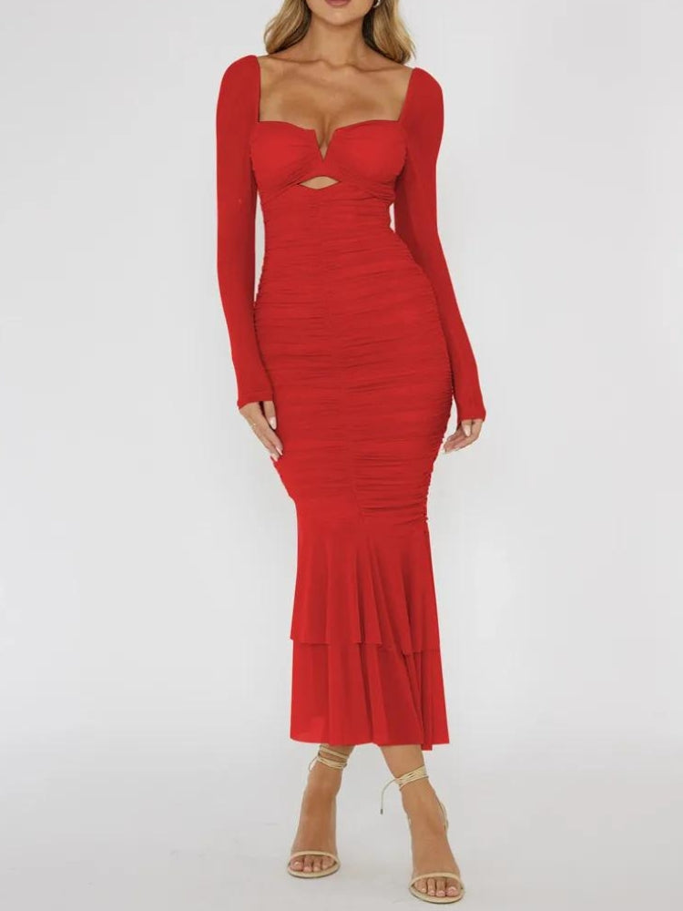 Clistos mesh ruched bodycon midi dress - View 6 | Clistos