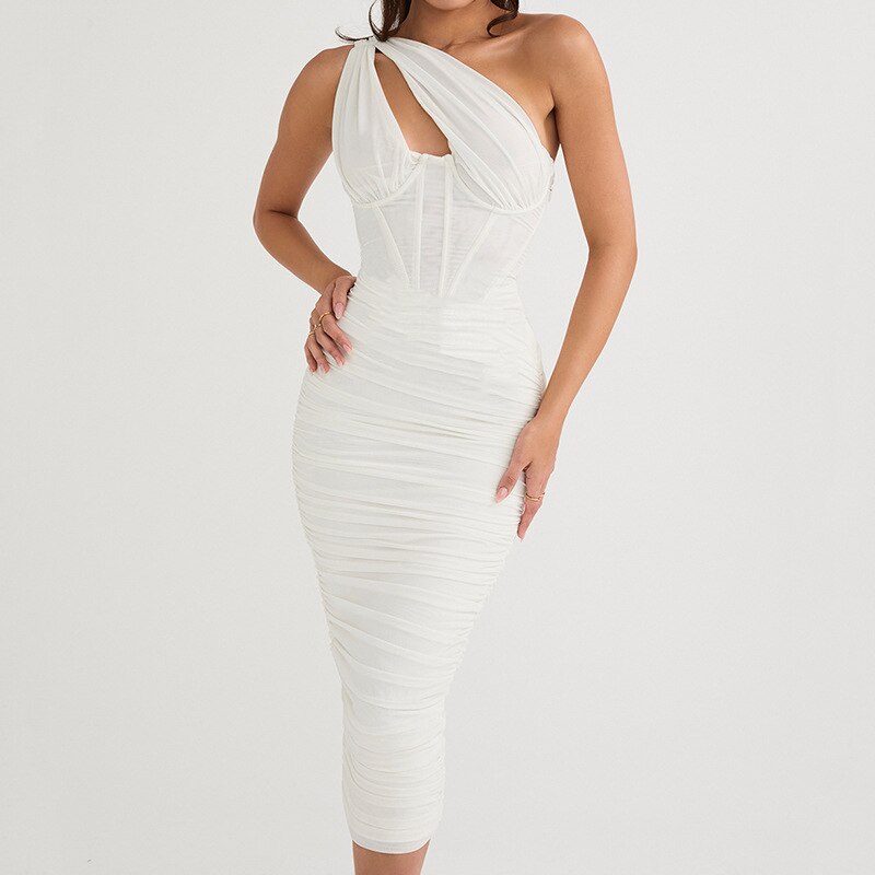 Clistos Cutout One Shoulder Bodycon Midi Dress - View 9 | Clistos