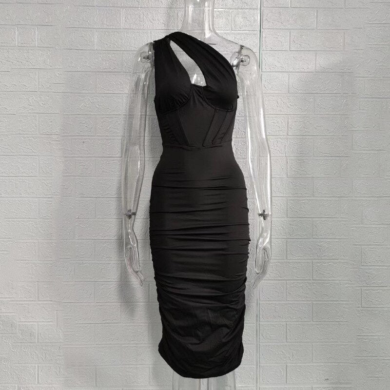 Clistos Cutout One Shoulder Bodycon Midi Dress - View 7 | Clistos