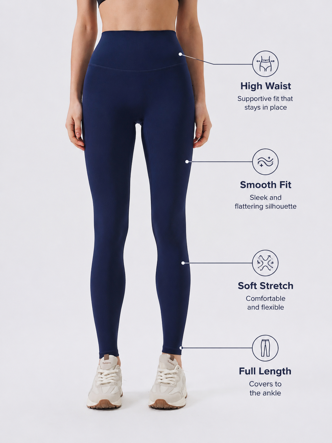SculptFlex Brushed Navy Yoga Leggings for Women
