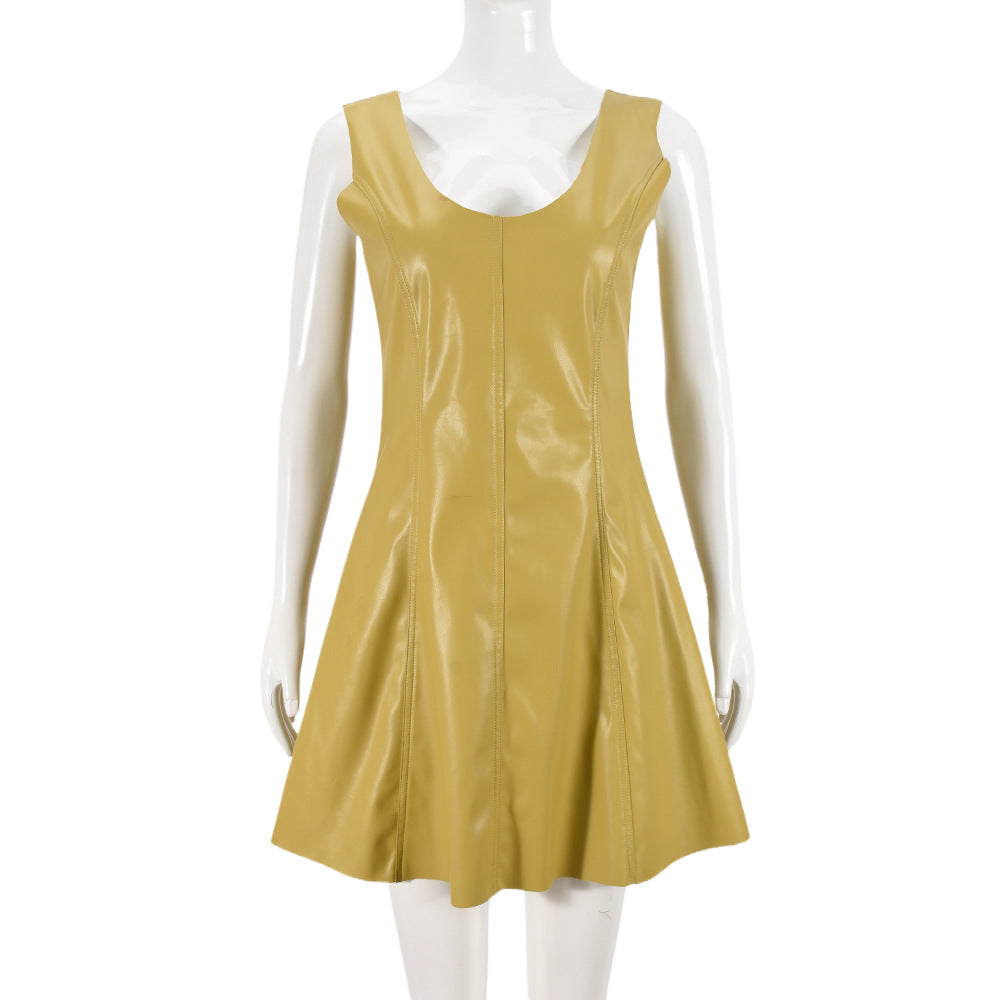 yellow sleeveless dress on a mannequin