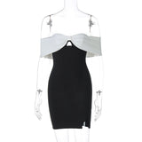 Off Shoulder Bodycon Cutout Split Dress - View 6 | Clistos