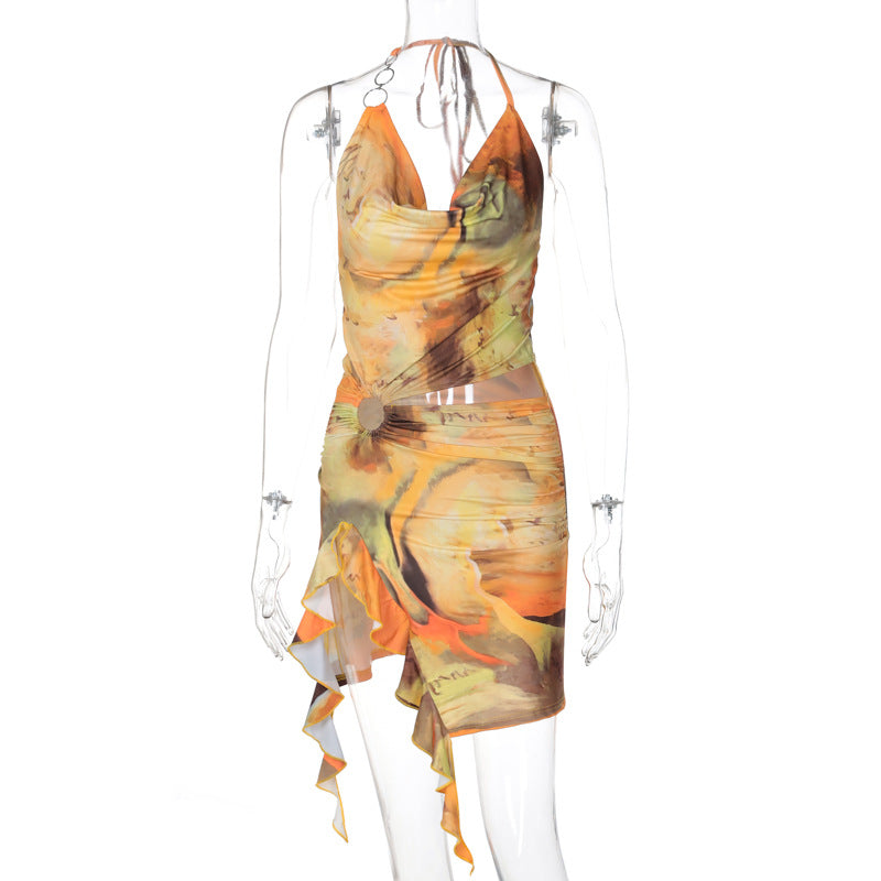 Asymmetrical Cutout Halter Bodycon Dress - View 7 | Clistos
