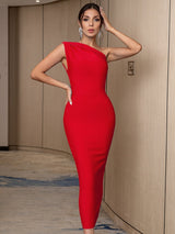 Clistos One Shoulder Ruched Midi Dress - View 9 | Clistos