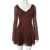 brown lace mini dress on a mannequin