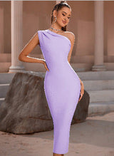 Clistos One Shoulder Ruched Midi Dress - View 12 | Clistos