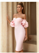 Elegant off shoulder ruffle bodycon dress - View 7 | Clistos