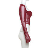 Clistos Sheer Corset Long Sleeve Top - View 11 | Clistos