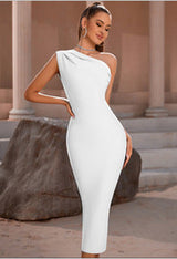 Clistos One Shoulder Ruched Midi Dress - View 13 | Clistos