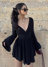 Amara Long-Sleeve Wrap Mini Dress - View 6 | Clistos