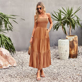 Smocked Maxi Dress with Pockets - View 6 | Clistos