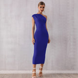 Clistos One Shoulder Ruched Midi Dress - View 8 | Clistos