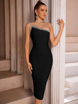One Shoulder Embellished Bodycon Midi Dress - View 10 | Clistos