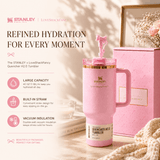 Stanley x LoveShackFancy Pink Bow 40oz Insulated Tumbler Gift Set with matching pink gift box and bow straw topper - View 2 | Clistos