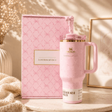 Stanley x LoveShackFancy Pink Bow 40oz Insulated Tumbler Gift Set with matching pink gift box and bow straw topper - View 1 | Clistos