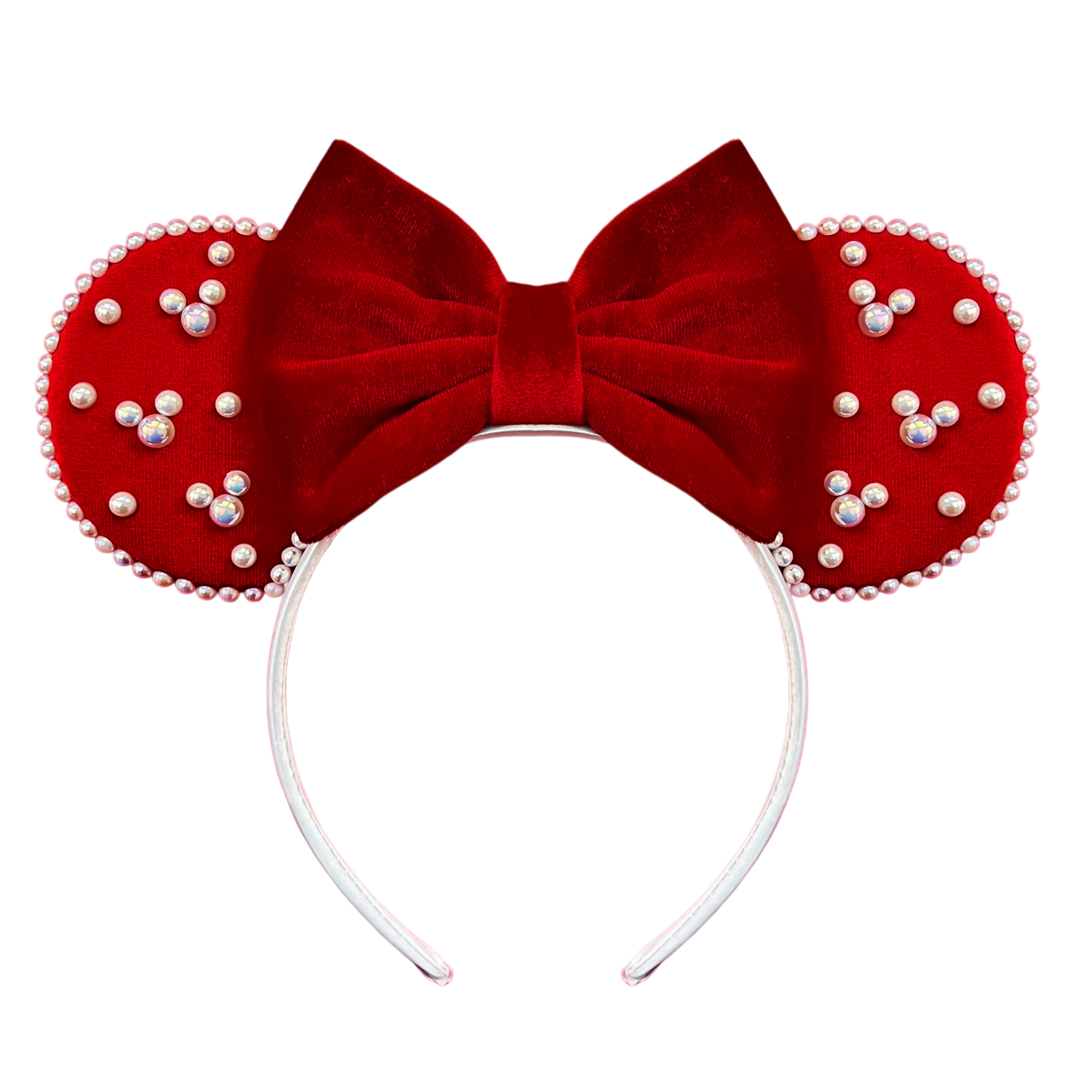 Red Velvet & Pearls Mickey Ears