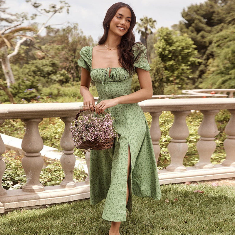Bardot Fit and Flare Midi Dress with Puff Sleeves - View 6 | Clistos