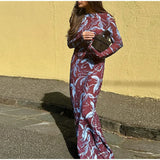 Elegant bell sleeve floral print maxi dress - View 7 | Clistos