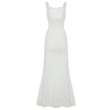 back view of a white lace mermaid dress