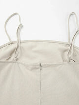 Clistos beige linen-like backless maxi dress with spaghetti straps and square neckline - View 6 | Clistos
