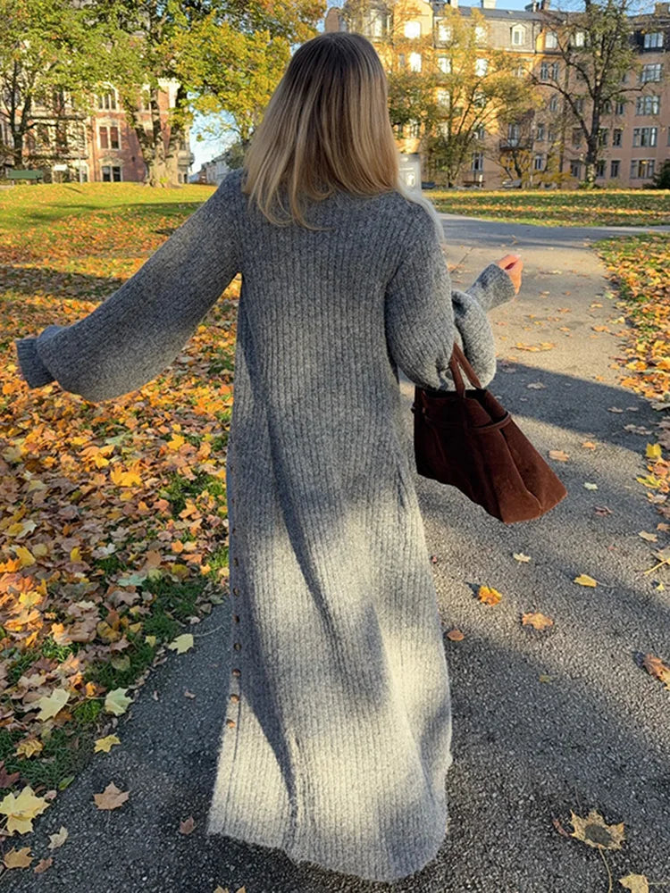 Ribbed knit maxi cardigan dress - View 12 | Clistos