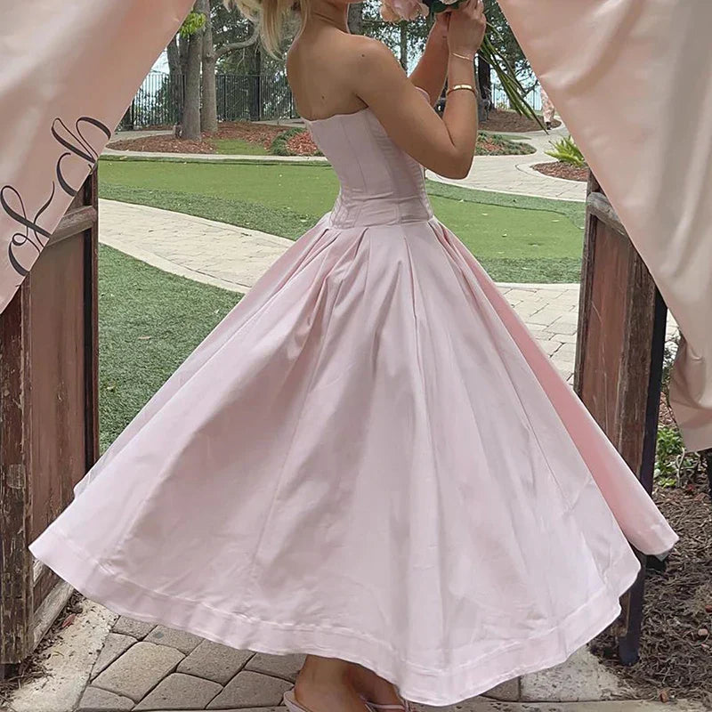 Elegant V-neck satin party gown with sweetheart neckline and corset bodice - View 13 | Clistos