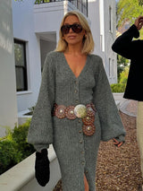Ribbed knit maxi cardigan dress - View 10 | Clistos