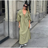 Lace Up Maxi Dress with Side Slits - View 8 | Clistos