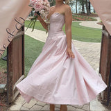 Elegant V-neck satin party gown with sweetheart neckline and corset bodice - View 10 | Clistos