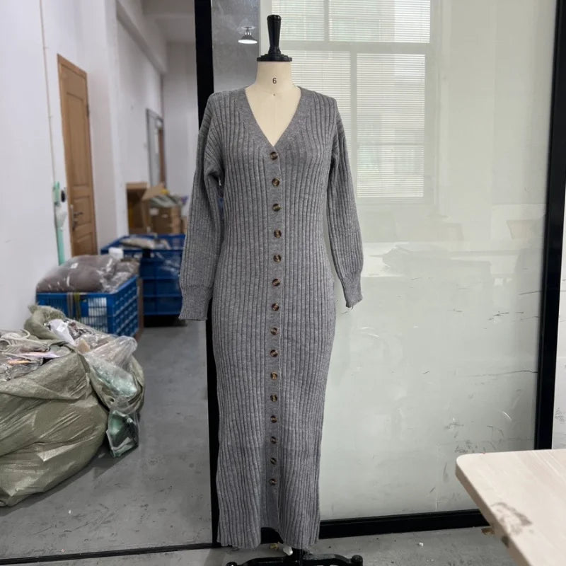 Ribbed knit maxi cardigan dress - View 6 | Clistos