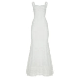 Off-shoulder white lace fishtail maxi dress - View 16 | Clistos
