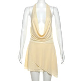 Clistos women's halter V-neck ruffled backless mini dress - View 7 | Clistos