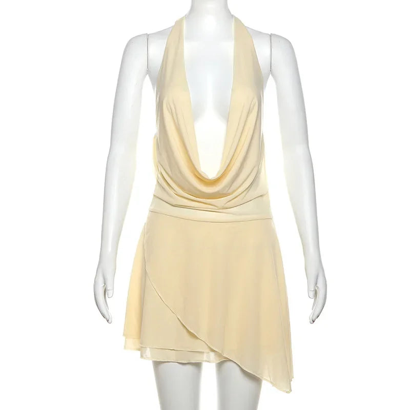 Clistos women's halter V-neck ruffled backless mini dress - View 7 | Clistos