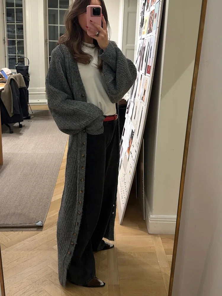 Ribbed knit maxi cardigan dress - View 9 | Clistos