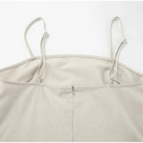 Clistos beige linen-like backless maxi dress with spaghetti straps and square neckline - View 10 | Clistos