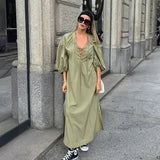 Lace Up Maxi Dress with Side Slits - View 12 | Clistos