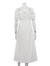 Clistos elegant white puff sleeve twist front A-line maxi dress - View 6 | Clistos