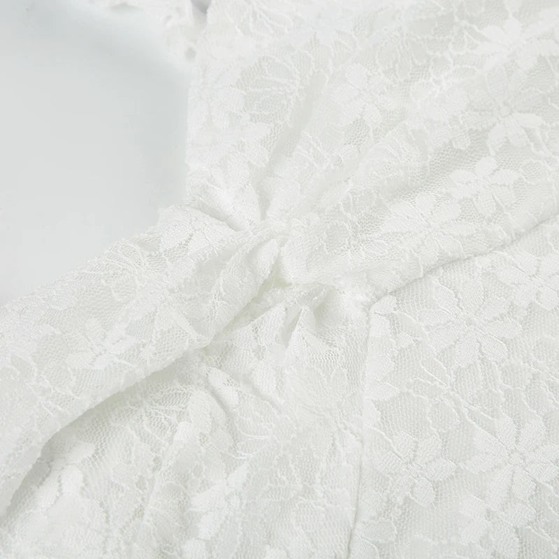 Off-shoulder white lace fishtail maxi dress - View 8 | Clistos