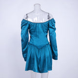 Clistos off-shoulder ruched satin mini dress - View 8 | Clistos