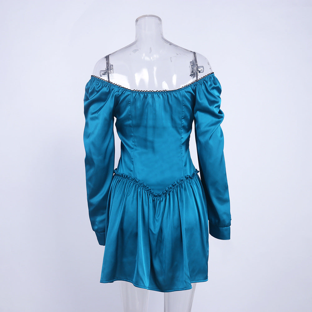 Clistos off-shoulder ruched satin mini dress - View 8 | Clistos