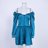 Clistos off-shoulder ruched satin mini dress - View 7 | Clistos