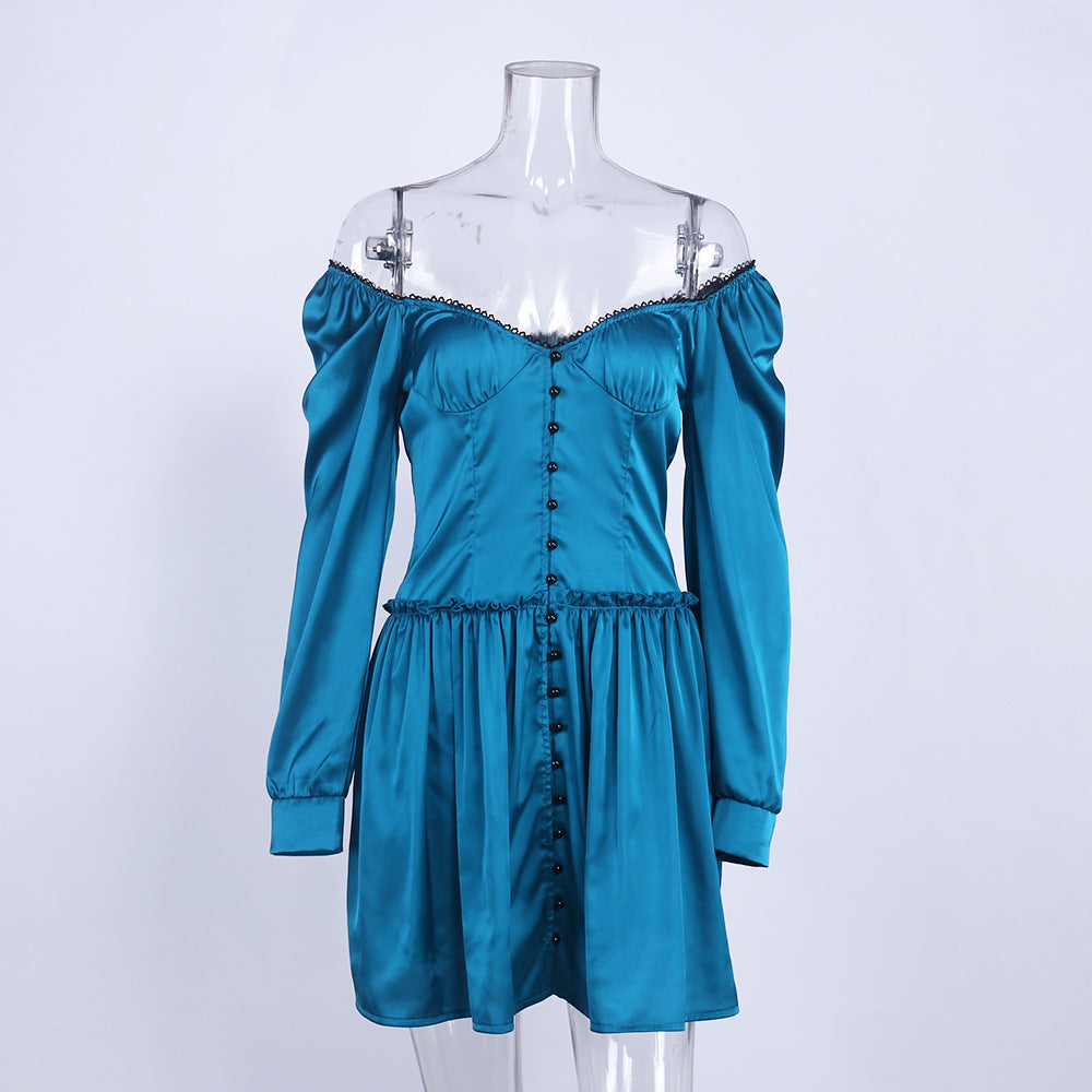 Clistos off-shoulder ruched satin mini dress - View 7 | Clistos