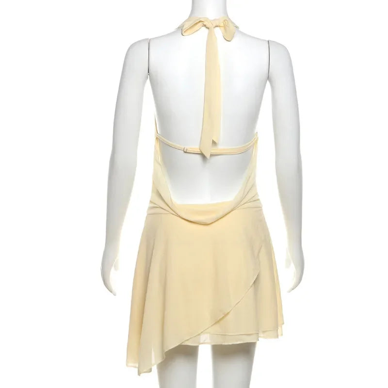 Clistos women's halter V-neck ruffled backless mini dress - View 9 | Clistos