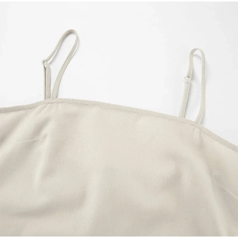 Clistos beige linen-like backless maxi dress with spaghetti straps and square neckline - View 9 | Clistos
