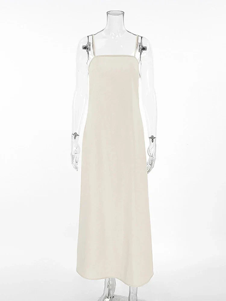 beige slip dress on a mannequin