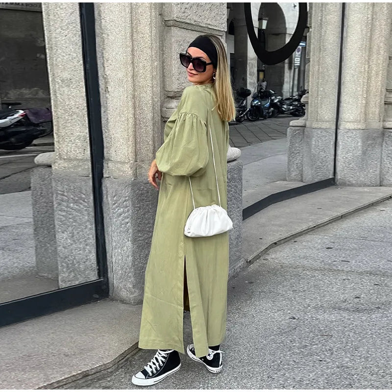 Lace Up Maxi Dress with Side Slits - View 10 | Clistos