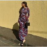 Elegant bell sleeve floral print maxi dress - View 8 | Clistos