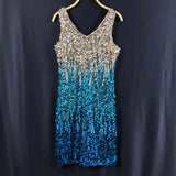 Sequin V-neck sleeveless party dress - View 8 | Clistos